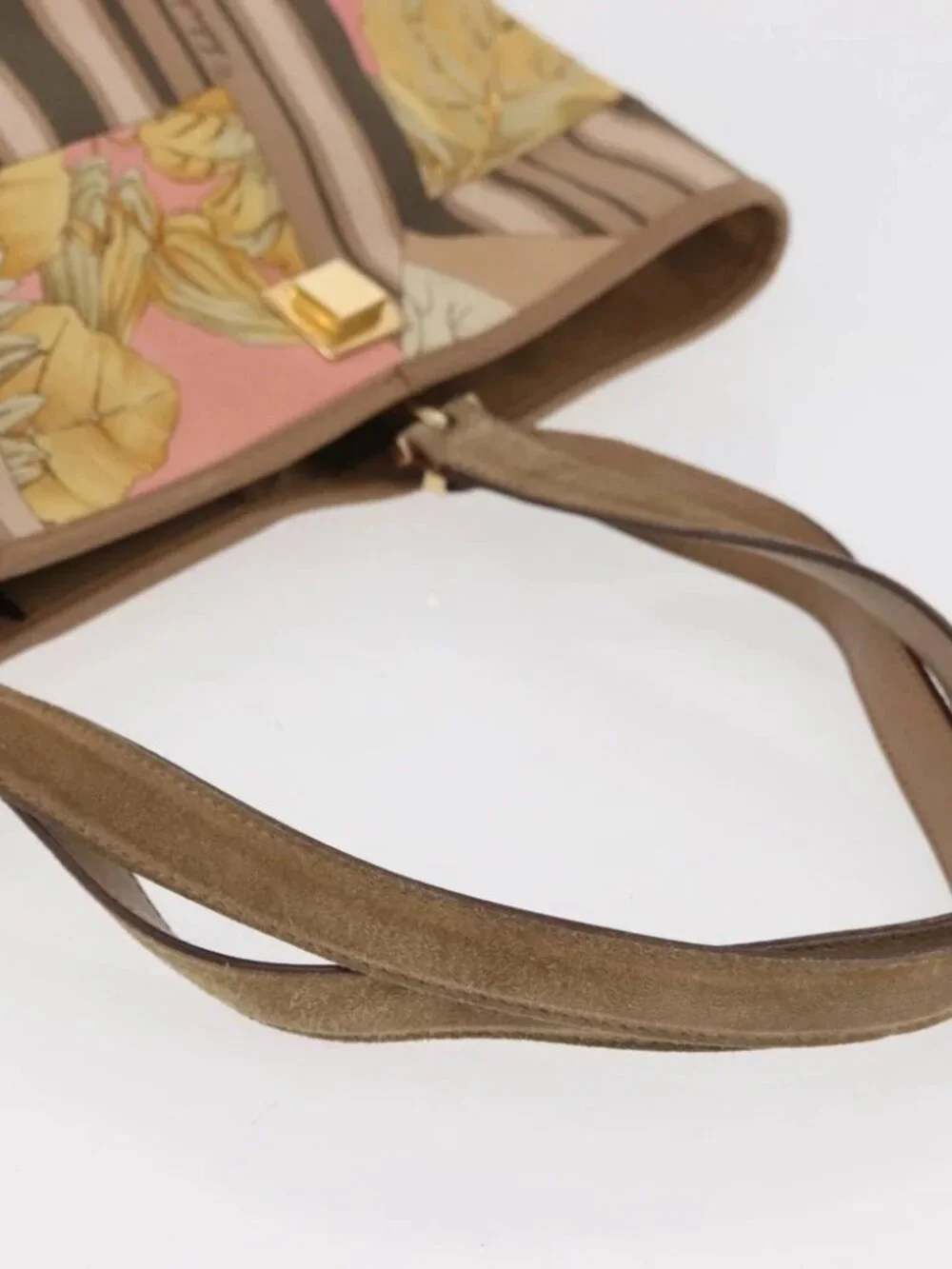 Salvatore Ferragamo Tote Bag Nylon Beige Gold Auth BAZ714A